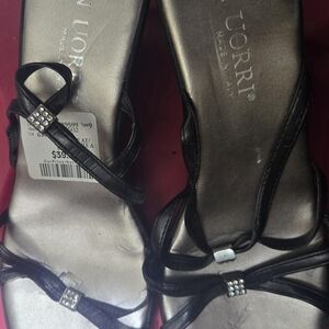 Enzo Angiolini Black Strappy Heels with Rhinestones
